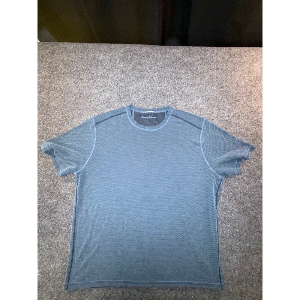 Tommy Bahama Mens Blue Waffle Knit Short Sleeve T-Shirt Marlin Logo XL